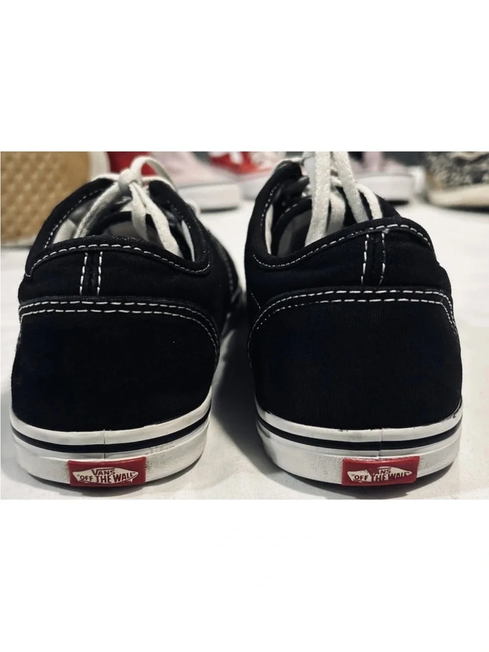 Vans Atwood Low Women’s 9 Black Canvas Skate Shoes Sneakers Off The Wall Classic